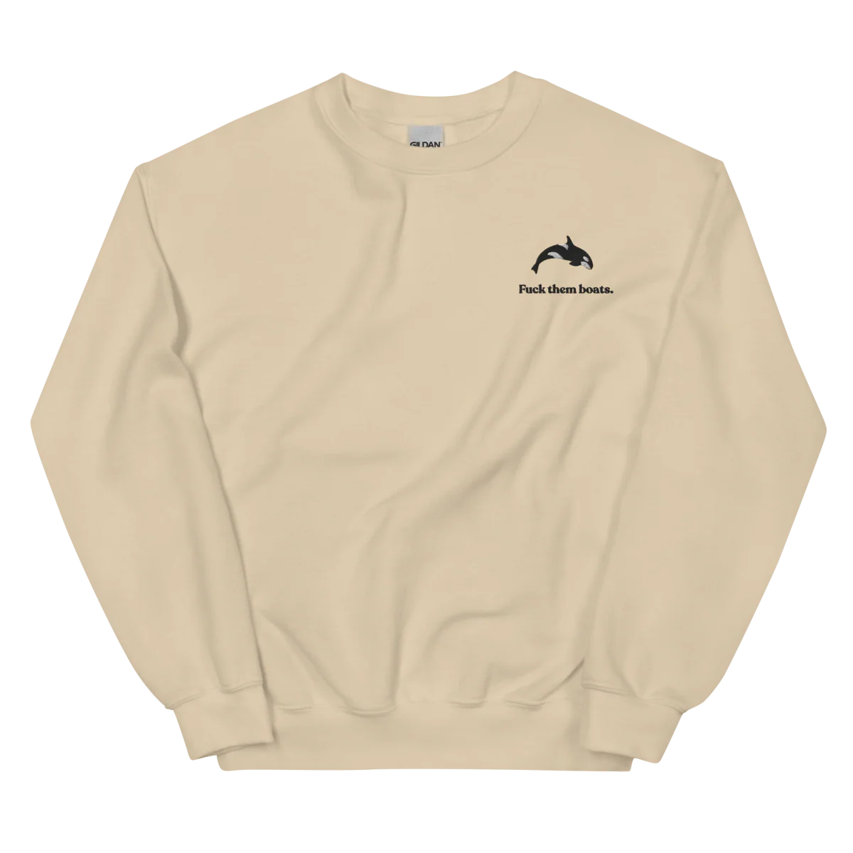 Fuck them boats. Orca Whale Embroidered Sweatshirt - Image 3
