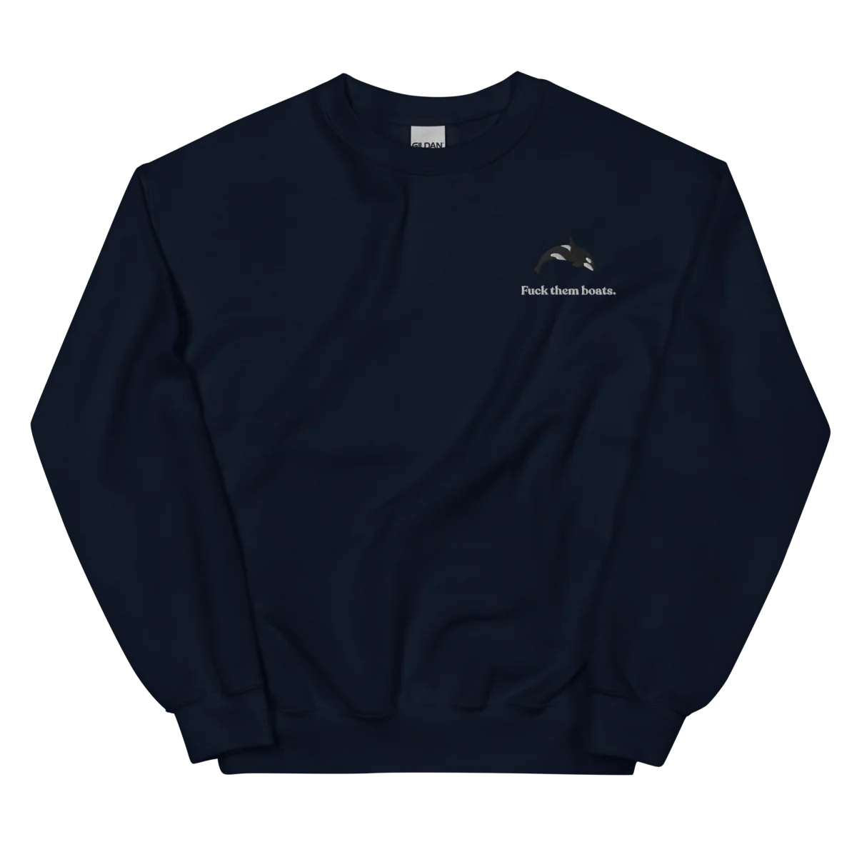 Fuck them boats. Orca Whale Embroidered Sweatshirt - Image 5