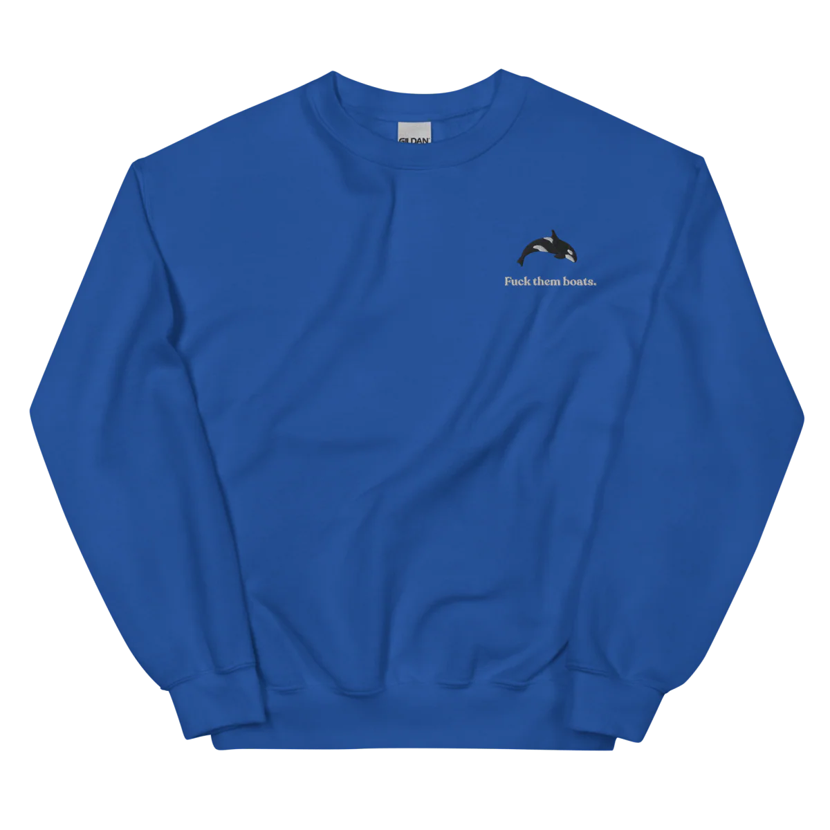 Fuck them boats. Orca Whale Embroidered Sweatshirt - Image 6