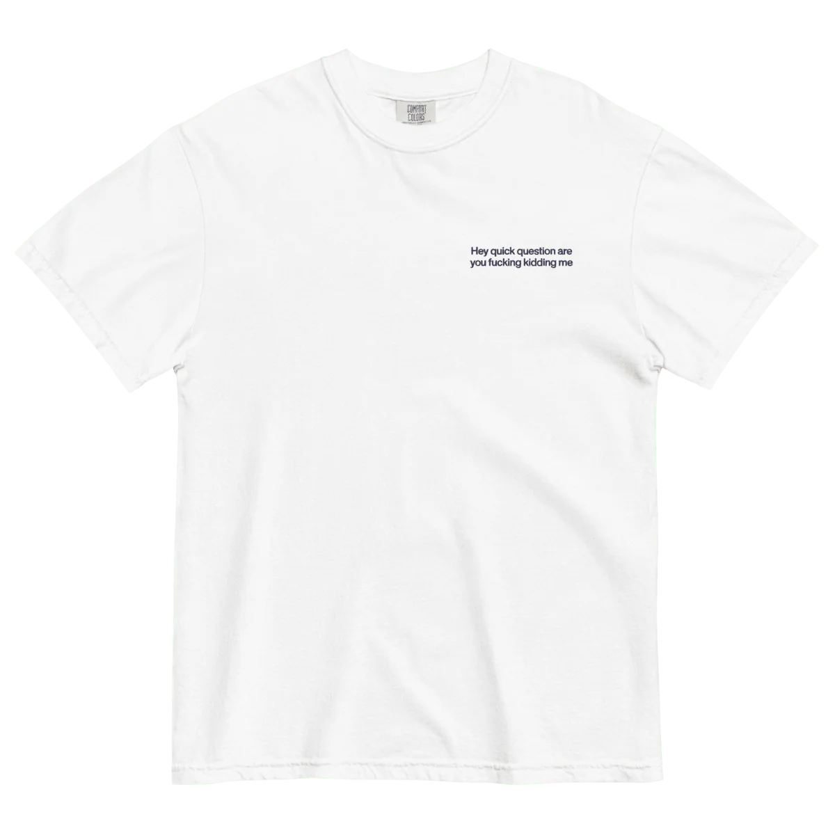 Hey quick question are you fucking kidding me Embroidered T-Shirt - Image 4