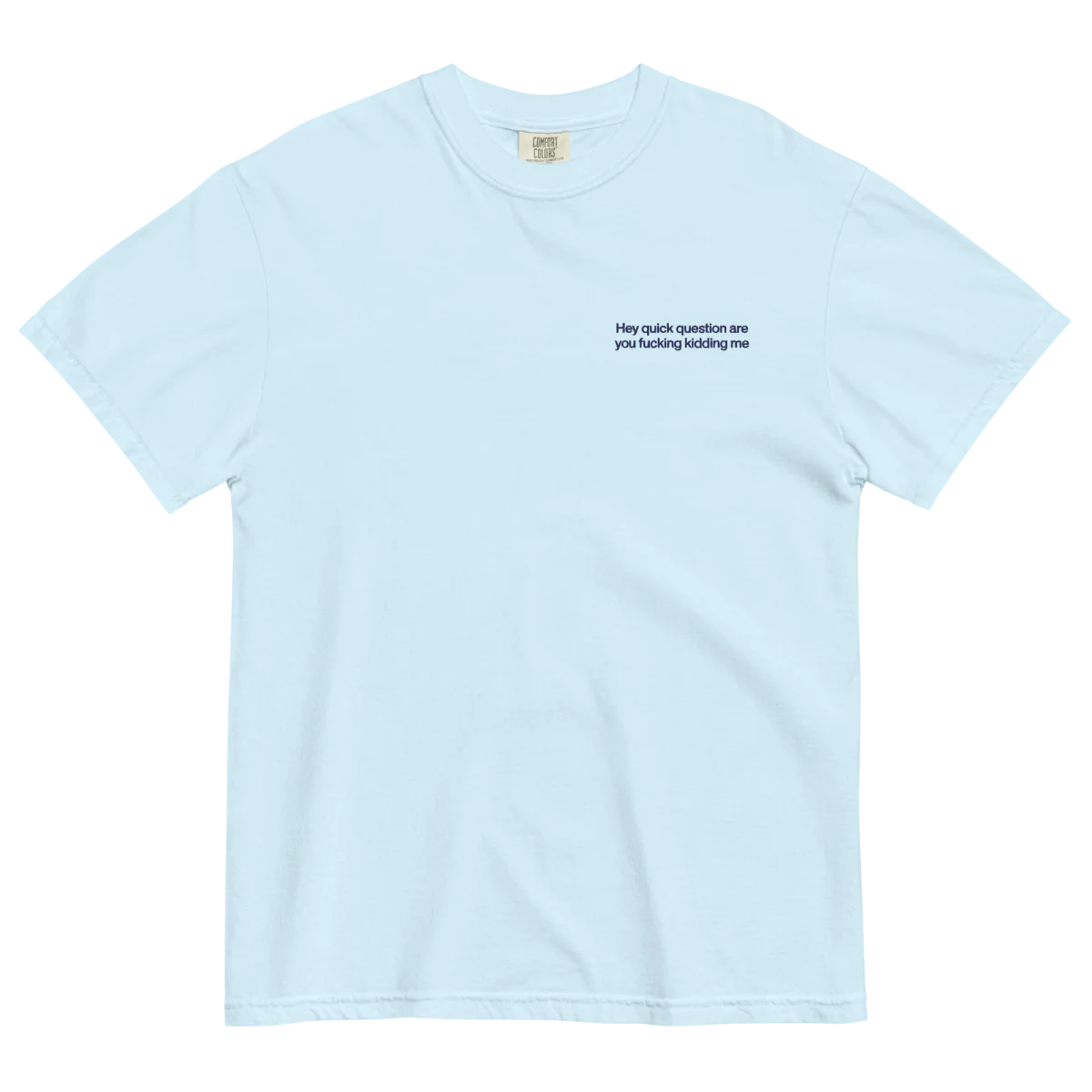 Hey quick question are you fucking kidding me Embroidered T-Shirt - Image 6