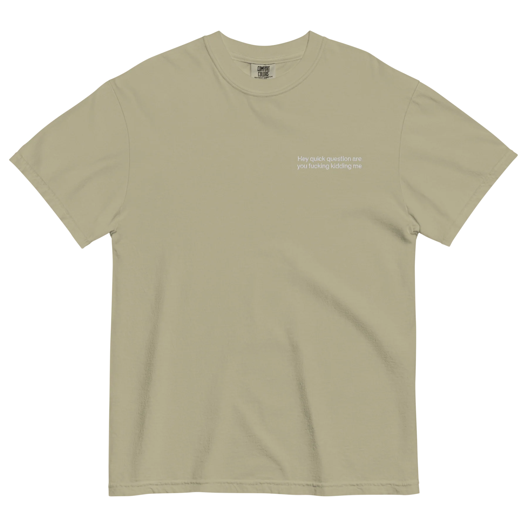 Hey quick question are you fucking kidding me Embroidered T-Shirt - Image 8