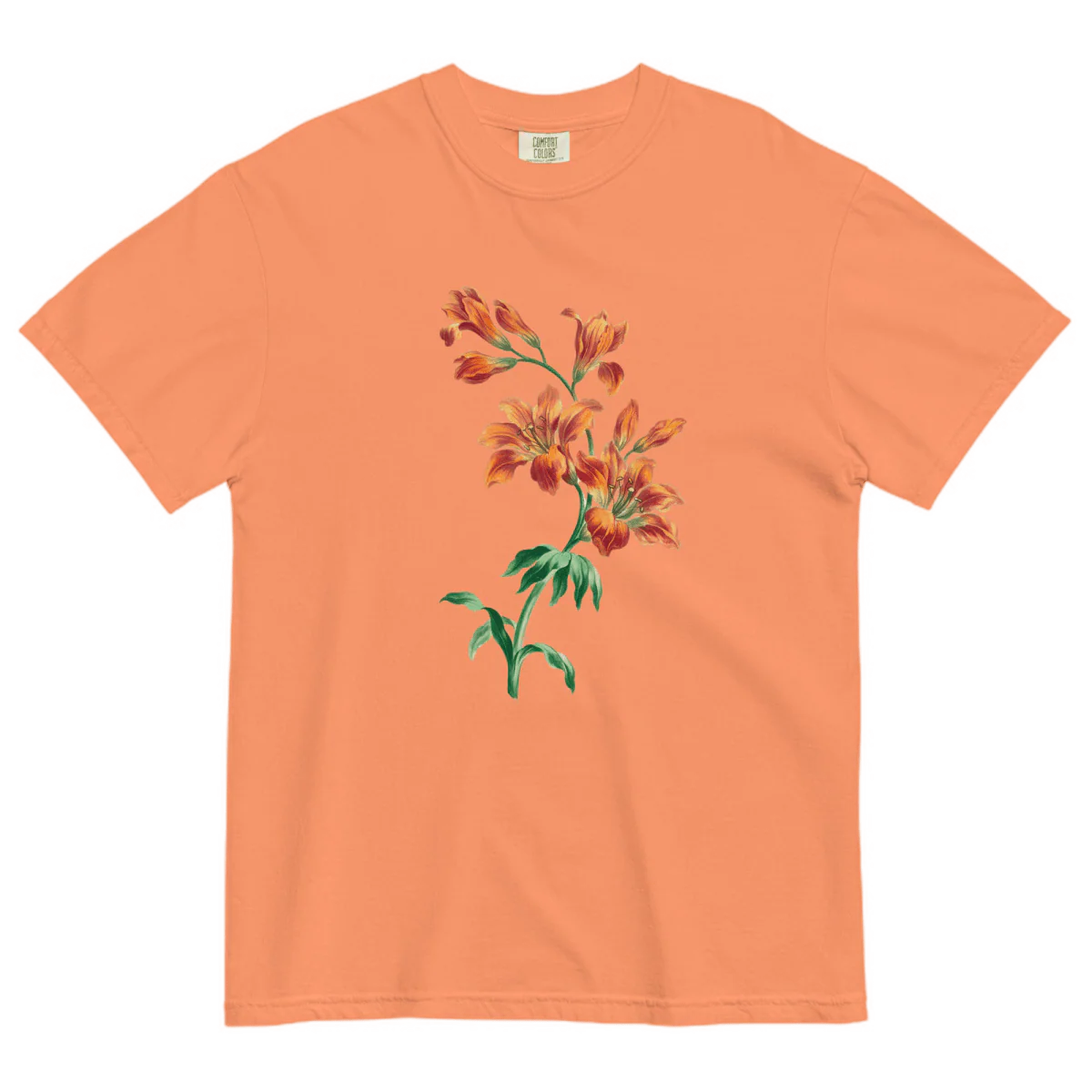 Orange Tiger Lily Flower Shirt - Image 4