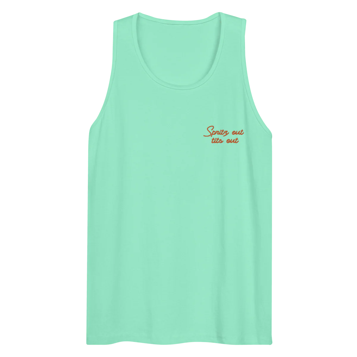 Spritz out, tits out Embroidered Men's Tank Top - Image 3