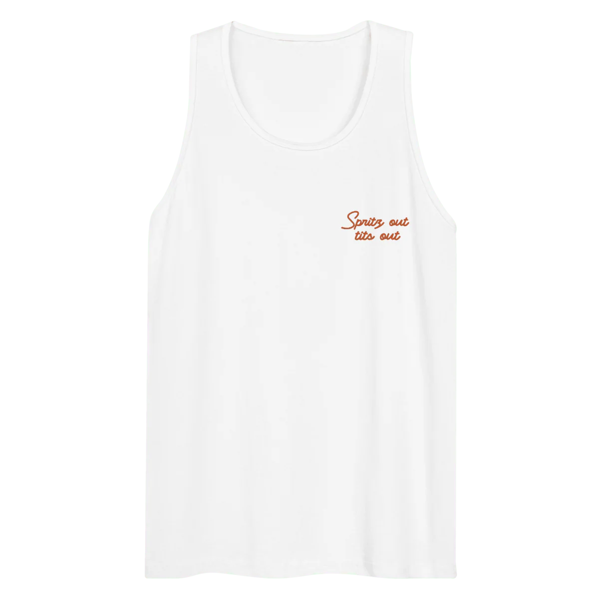 Spritz out, tits out Embroidered Men's Tank Top - Image 4
