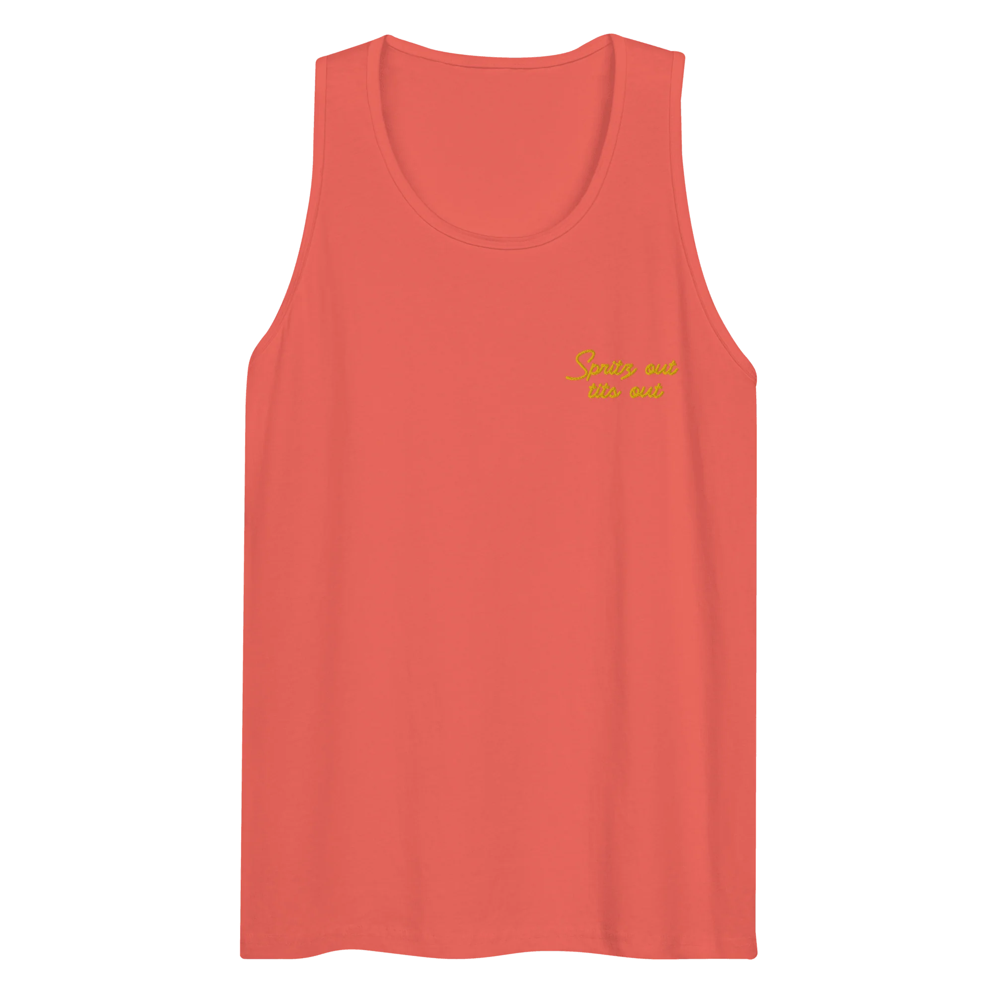 Spritz out, tits out Embroidered Men's Tank Top - Image 5