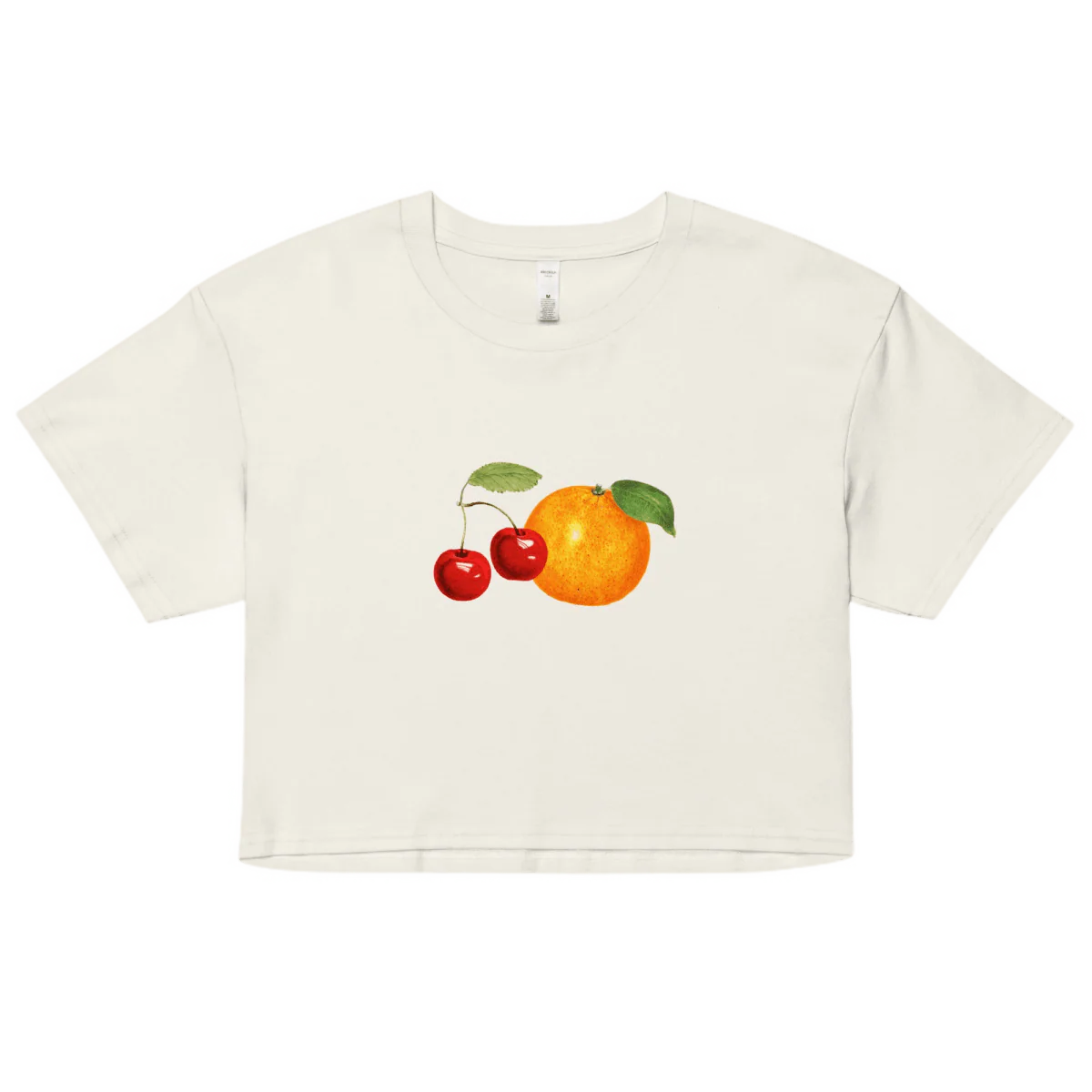 Women's Orange Cherry Fruit Crop Top T-Shirt - Image 3